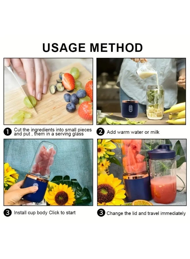 وينماكس خلاط كهربائي شخصي صغير محمول قابل لإعادة الشحن عبر منفذ USB بسعة 400 مل، مثالي لعصر العصائر الطازجة - Image 5